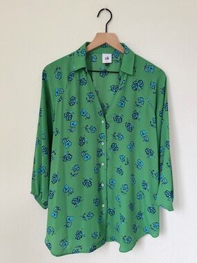Cabi Go To Blouse Green Floral Size Small Style 5891